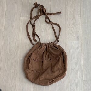 Zara Brown Drawstring Crossbody Bag